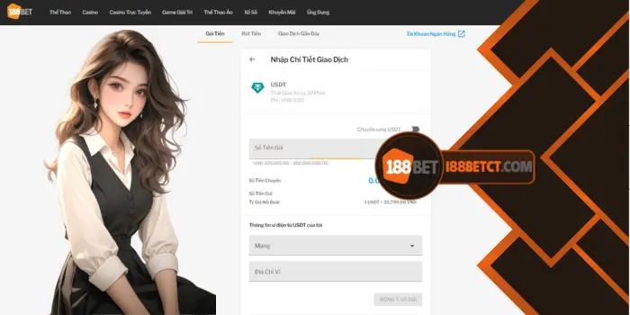 Hướng dẫn gửi tiền 188Bet qua USDT chi tiết Hướng dẫn gửi tiền 188Bet qua USDT chi tiết