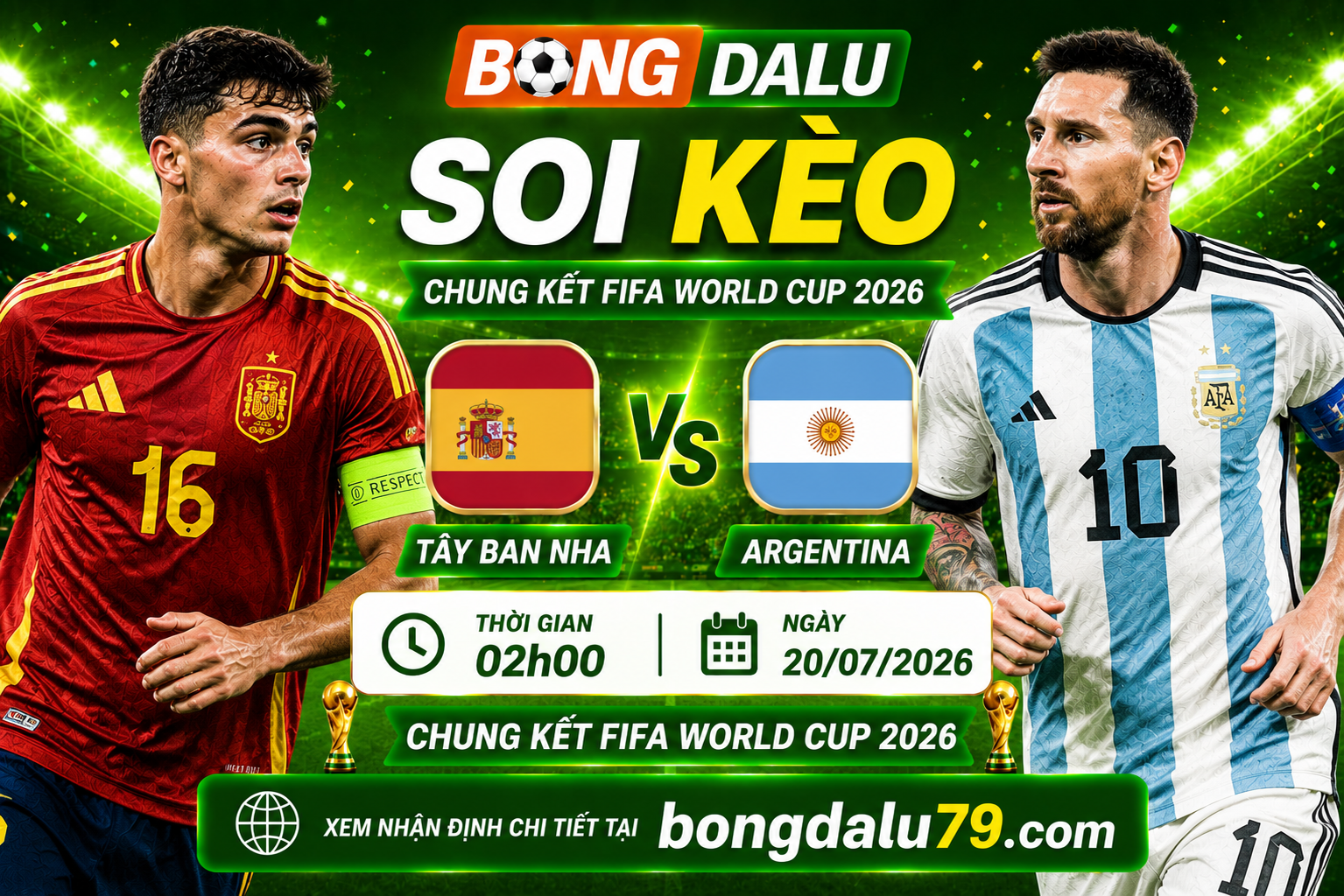 Soi Kèo Tây Ban Nha vs Argentina 02h00 20/07 – Chung kết FIFA World Cup 2026